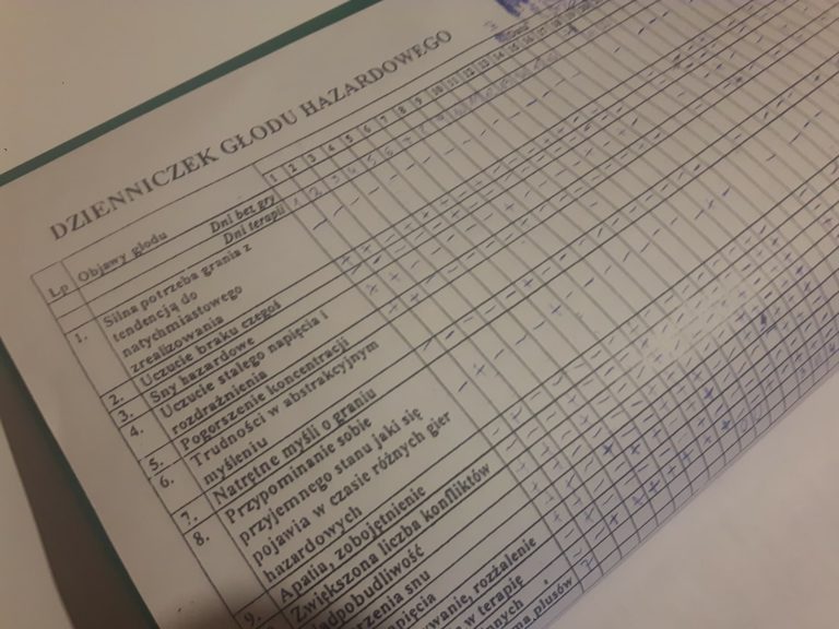 Dzienniczek uczuć i dzienniczek głodu hazardowego